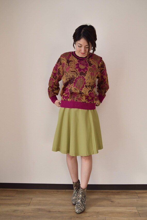 Pistachio green circular skirt japanese vintage sk