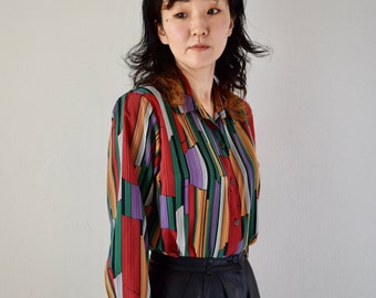 striped multicolor 80s shirt