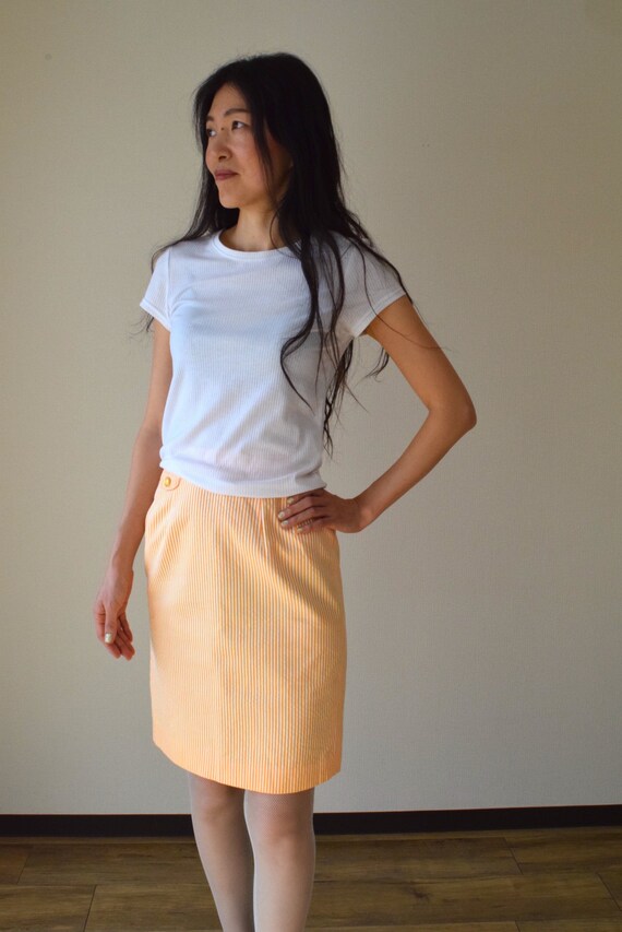 90s orange stripe pencil skirt bodi con skirt xs