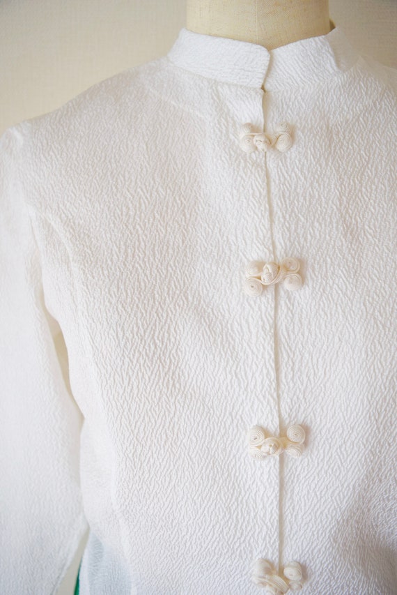 XXS XS Chinese Blouse White Chinese blouse Croppe… - image 4