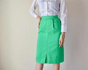 green skirt Japanese vintage skirt jade green skirt