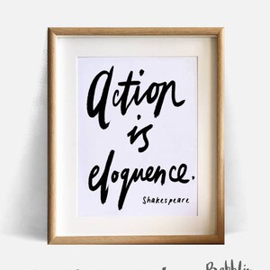 Shakespeare typography quote, poetry, book, literary, motivational, action, eloquence,  motto, inspirational - Instant download wall decor