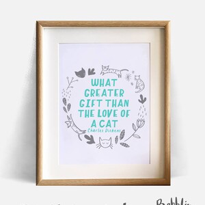 Charles Dickens quote illustration, art print, kittens, cats, quote, cute, kids, book, cat lady - Instant download wall decor
