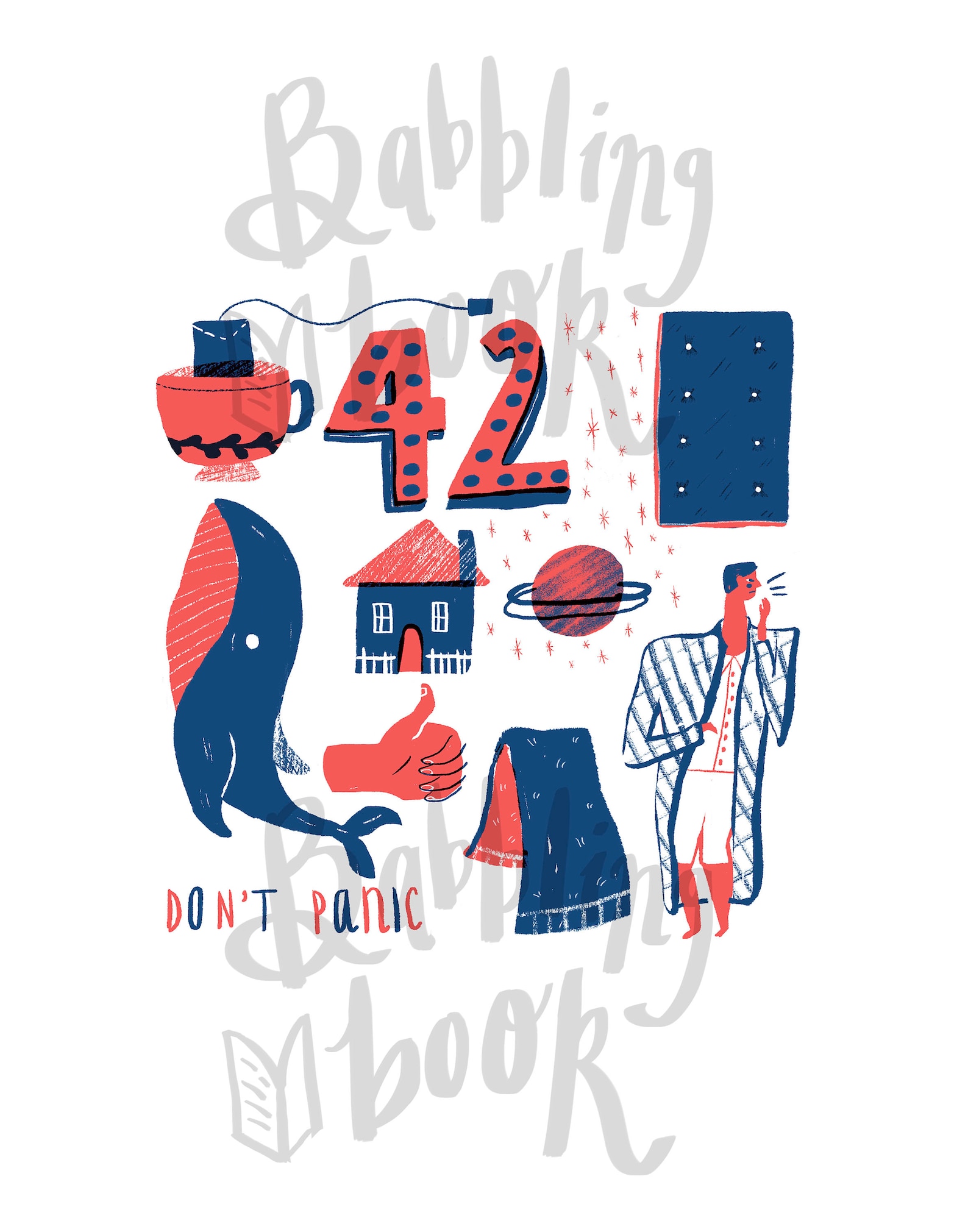 Hitchhiker's Guide to the Galaxy Illustration, Art Print, Douglas Adams ...