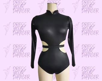 En stock - Disfraz de baile Crazy In Love negro holográfico de lunares pequeños para adulto - Disfraz de jazz o contemporáneo para niñas, ropa de baile de competición para mujeres