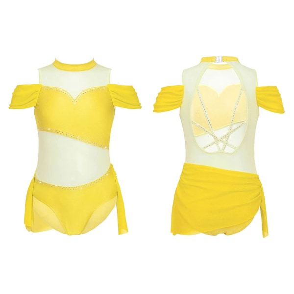 I’ve Got Sunshine Dance Costume, Lyrical Costume, Contemporary Costume, Girls Dance Costume, Yellow, Leotard, Sheer