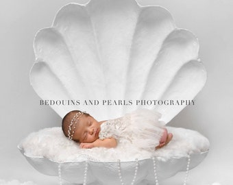 Digital backdrop Newborn baby Pearl Shell Sea photography prop background