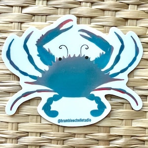 Blue Crab Vinyl Sticker: Maryland Coastal Illustration