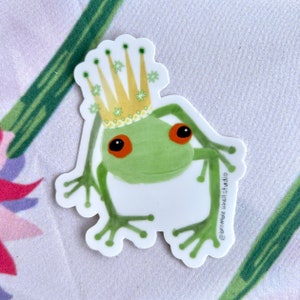 Frog Prince Vinyl Sticker: Waterproof Fairy Tale Art Decal