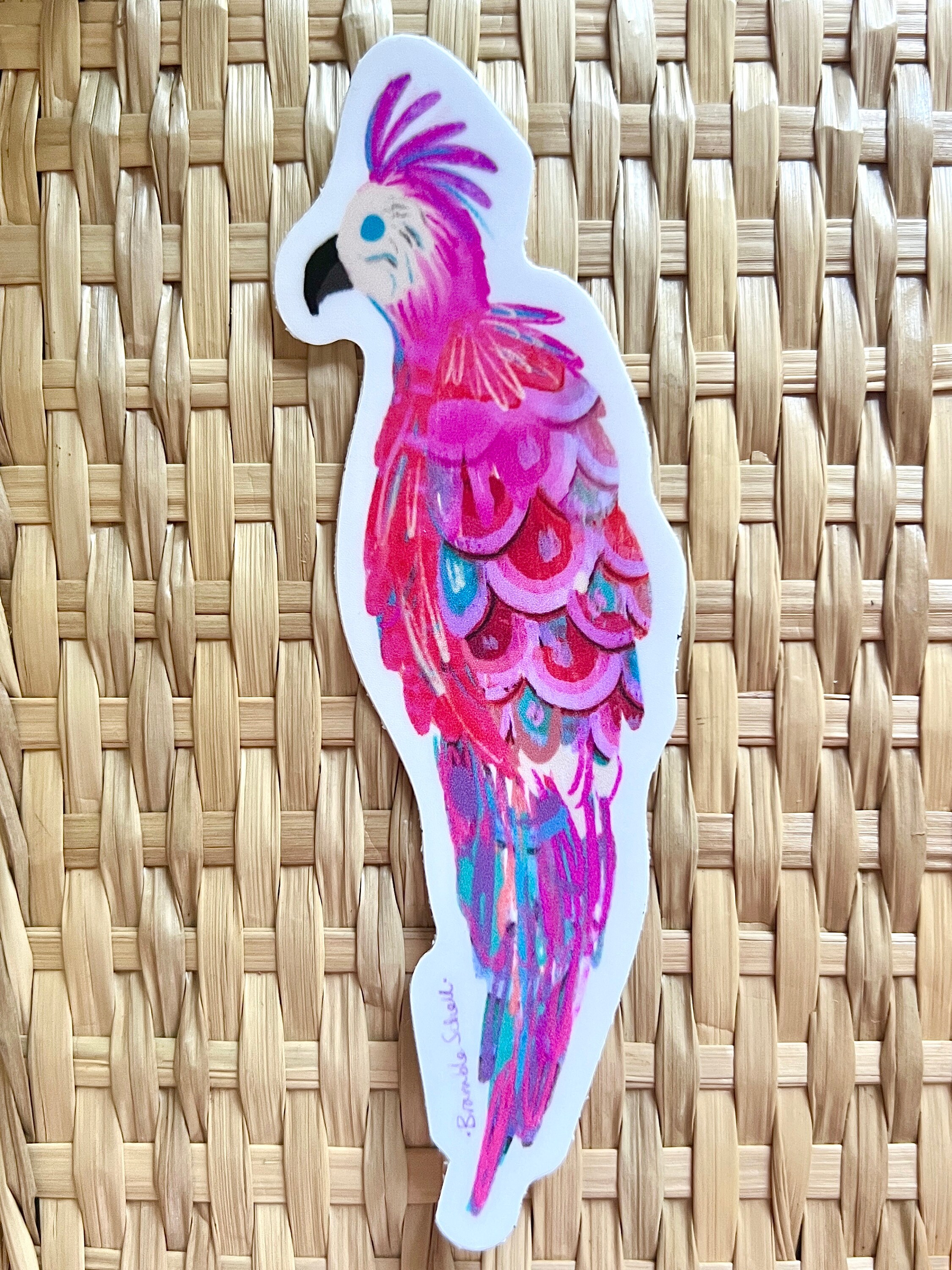 Large Parrot Vinyl Die Cut Sticker, Original Digital Artwork ...