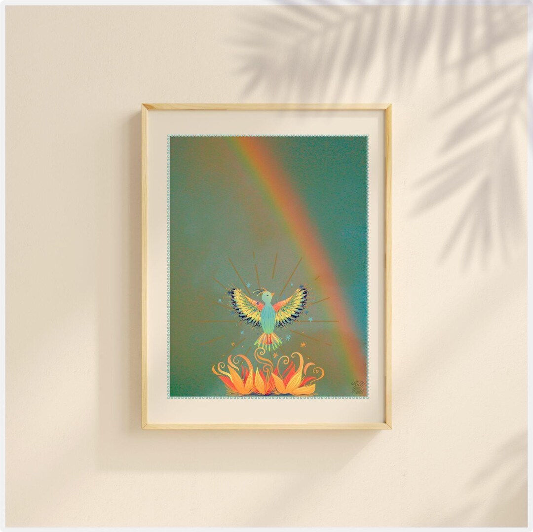 Phoenix Rising – Printable Rainbow Wall Art - Original Illustration ...