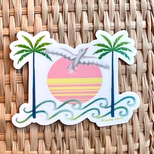 Seagull Vinyl Sticker: 80s California Beach Art Decal