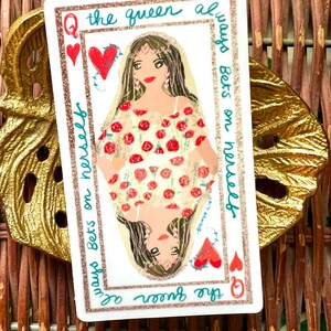 Queen of Hearts Vinyl Sticker: Hand-Lettered Illustrated Art