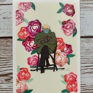 Bernie Sanders Floral Sticker: Waterproof Vinyl Laptop Decal