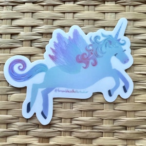 Pastel Unicorn Vinyl Sticker, Waterproof Die-Cut Illustration, Original Artwork, Fairycore Aesthetic, Fantasy Laptop/Water Bottle/Car Decal