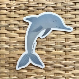 Dolphin Vinyl Sticker, Waterproof, Die-Cut, Original Ocean Art, Beach Aesthetic, Sea Creature Laptop/Water Bottle/Car Decal