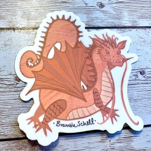 Orange Dragon Vinyl Sticker, Waterproof, Die-Cut, Original Art, Magical Aesthetic, Fantasy Laptop/Water Bottle/Car Decal