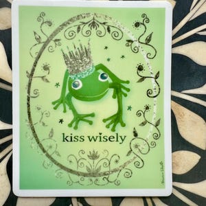 Frog Prince Vinyl Sticker: Waterproof Fairy Tale Art Decal