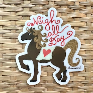 Cute Horse Vinyl Sticker, Waterproof, Die-Cut, Original Hand-lettered Artwork, Equestrian Aesthetic, Pony Laptop/Water Bottle/Car Decal