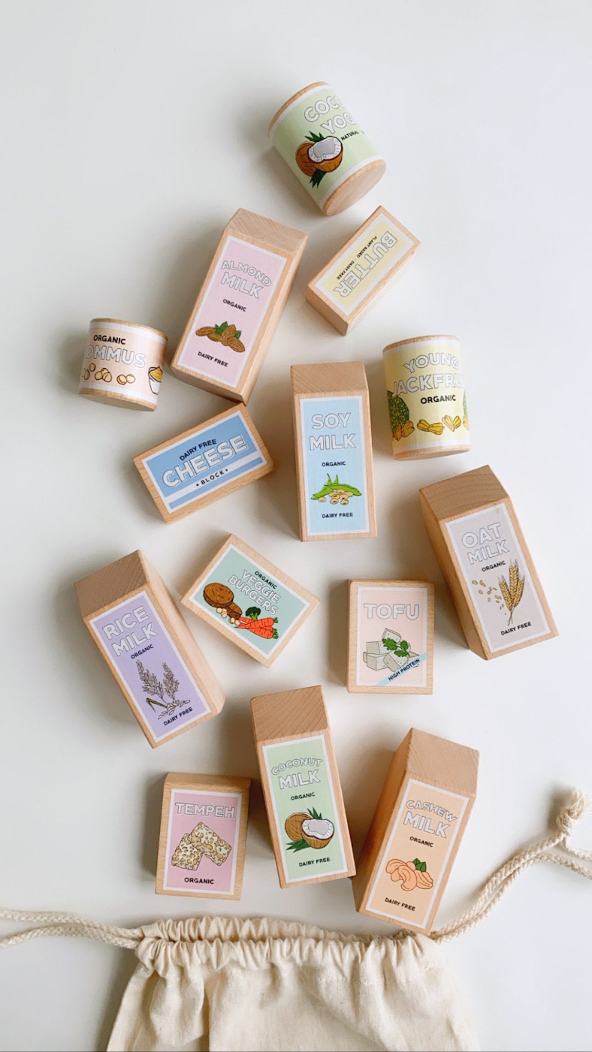 Complete Vegan Wooden Play Food Set Etsy