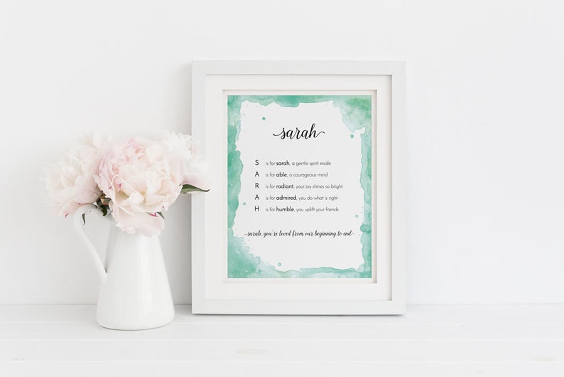 Sarah Name Art Nursery Decor Baby Shower Baby Girl Gift Etsy