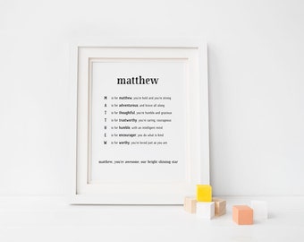 Matthew Name Poem Art Print, Nursery Decor (Digital Download)