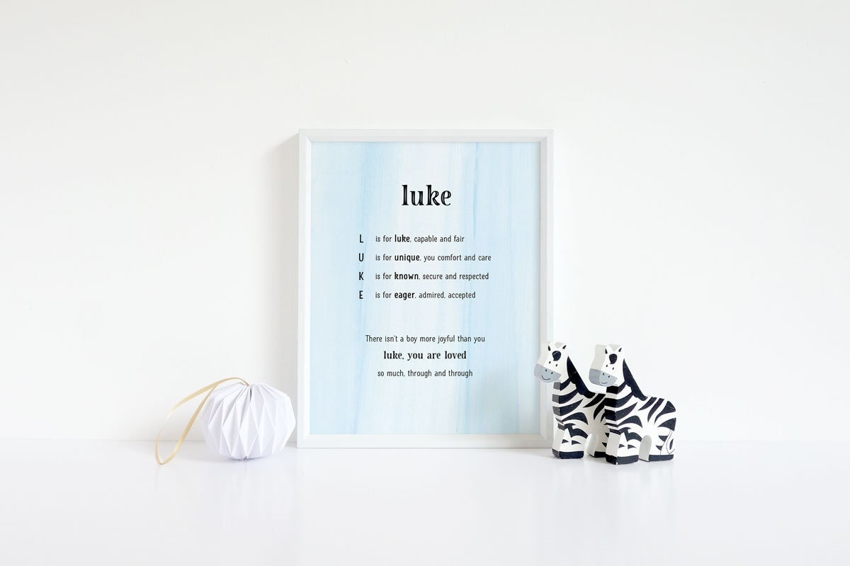 Luke Name Art Nursery Decor Baby Shower Baby Boy Gift Etsy