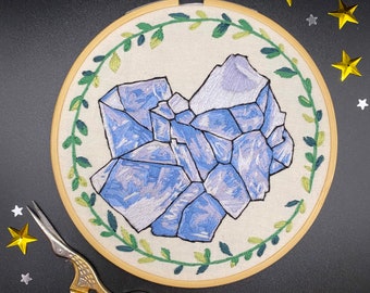 5 Inch Celestite Crystal Hand Embroidery