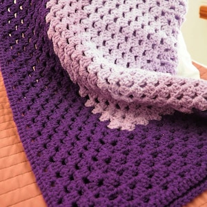 Crochet Blanket//Granny Square Lap Blanket Baby Blanket Birthday New Arrival Gift Lapghan Afghan//Granny Blanket in Purple