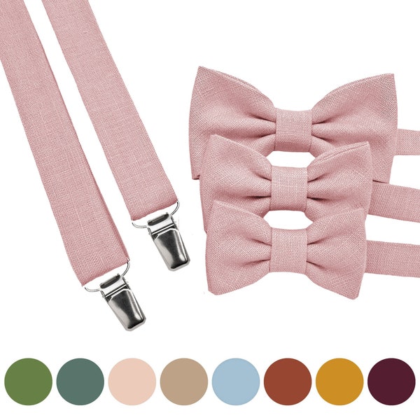 Blush Pink color accessories for man, youth, child, toddler, baby, boys: Bow tie, suspenders, braces, cufflinks, pocket square