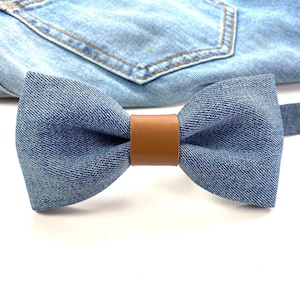 Jeans Bow Tie, Blue Denim Bow tie, Sustainable Bow Tie, Bow tie made of jeans clothes
