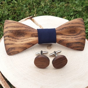 Wooden bow tie- wooden bow tie and cufflinks- bow tie for weddings- wedding accessories- braces- handcrafted bow tie- suspenders- pochet
