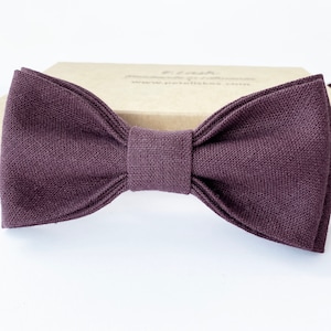 Eggplant Linen bow tie, Linen bow tie, Linen pocket square, Eggplant suspenders, Eggplant braces, Grooms bow tie, Bow tie for men, bow tie