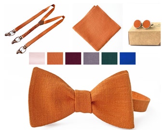Self-Tie Bow Tie, Custom Colour Bow tie, Pocket square, Suspenders, Cufflinks