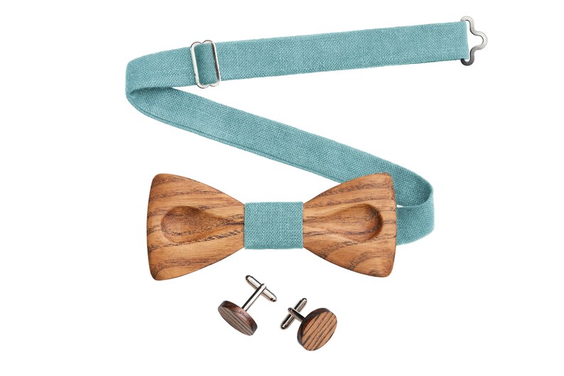 Aqua sky wooden bow tie SET, cufflinks, pocket square, suspenders, Aqua sky Bow tie, Aqua sky suspenders, wedding accessories, braces image 4