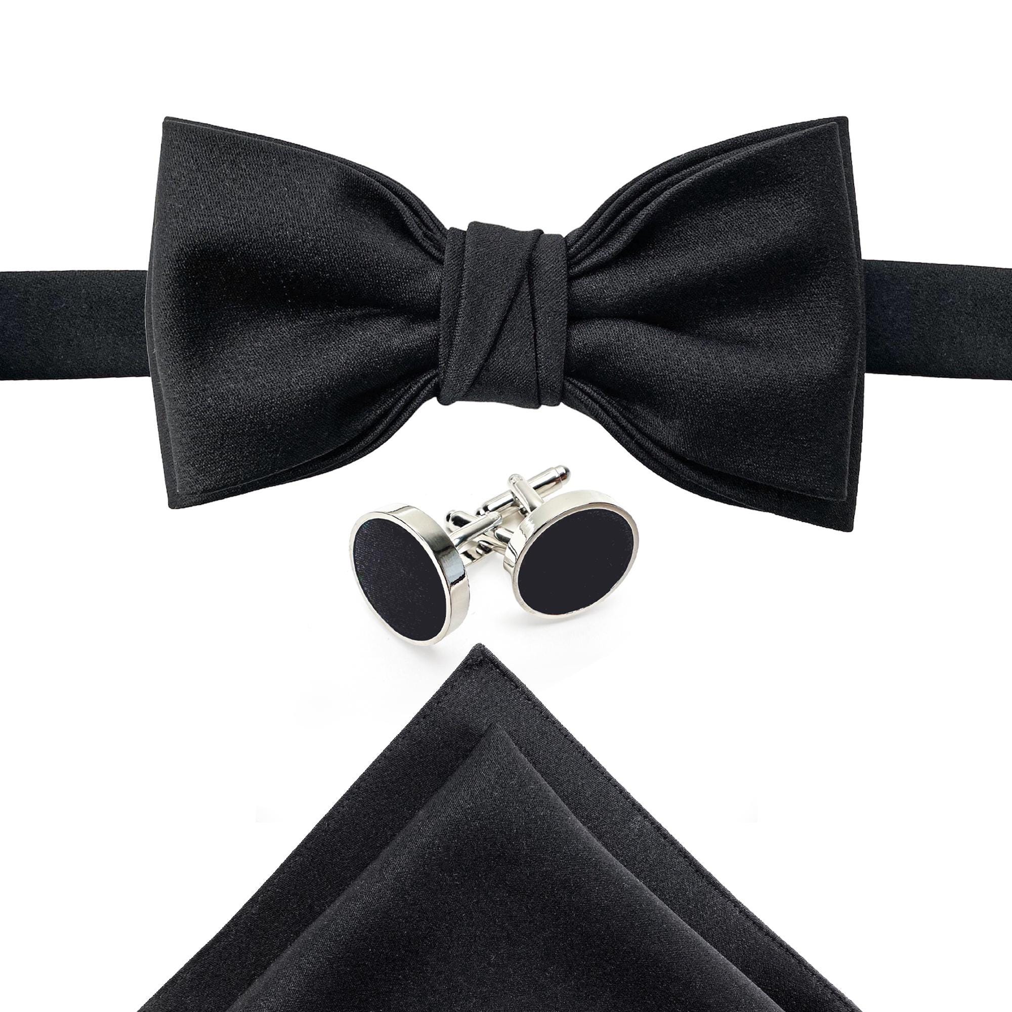 Set Papillon Uomo HOULIFE - Prelegato Regolabile, Con Fazzoletto Taschino E Gemelli, Per Matrimoni