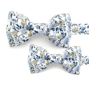 Floral Liberty Blue Bowtie for men, father and son bowtie, wedding bowtie, Cotton bow tie, Bow ties for boys, Dusty blue bow tie