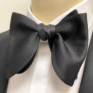 Black Oversized Butterfly self tie Bow Tie, Formal Tuxedo Satin Set: Bow tie, cufflinks, cummerbund, cufflinks, wedding bowtie, groomsmen