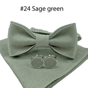 Light Sage Green color accessories for man, youth, child, toddler, baby, boys: Bow tie, suspenders, braces, cufflinks, pocket square zdjęcie 6