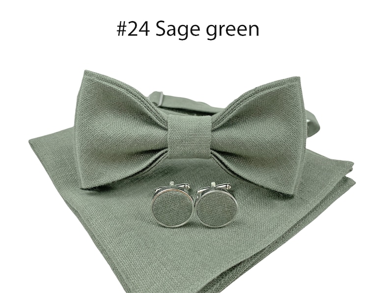 Accessori colore Verde Salvia Chiaro per uomo, ragazzo, bambino, bimbo, neonato, ragazzo: Papillon, bretelle, bretelle, gemelli, pochette immagine 6