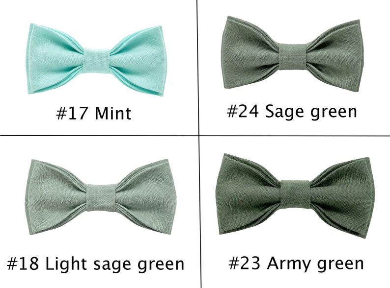 Sage green Linen bow tie, Linen bow tie, Linen pocket square, Sage green suspenders, Sage green braces, Bowtie for men, Sage green bow tie image 2