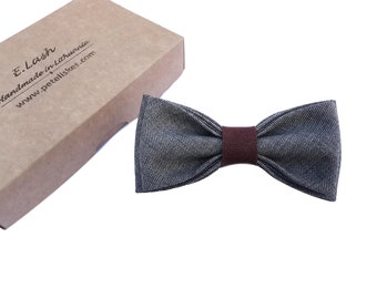 Gray bow tie, wool bow tie, Wedding bow tie, Bow tie for weddings, Gifts for men, Handmade bow tie, Custom bow tie, bow tie with lines