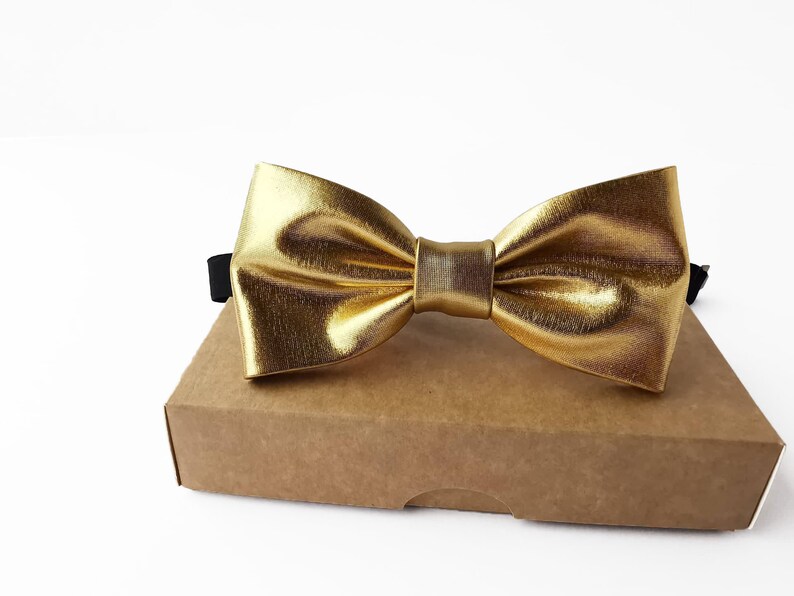 Golden Color Bow Tie Shiny Bow Tie - Etsy