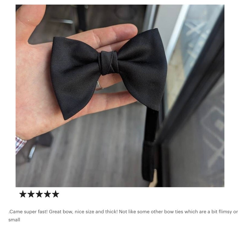 Black Oversized Butterfly Bow Tie, Formal Tuxedo Butterfly Bow Tie, Pre-tied bow tie, Black Wedding bow tie, Groomsman bow tie image 10