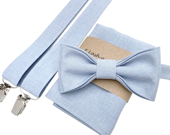 Light blue bow tie - Light blue bowtie - Light blue pocket square - Light blue suspenders- light blue braces - Light blue accessories