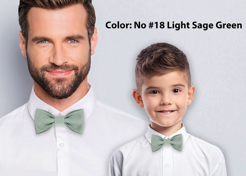 Light Sage Green color accessories for man, youth, child, toddler, baby, boys: Bow tie, suspenders, braces, cufflinks, pocket square zdjęcie 3