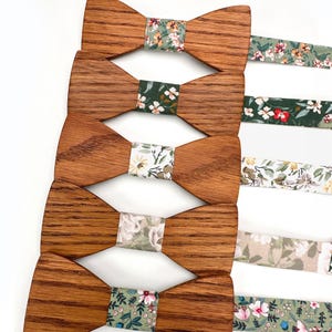 Floral Liberty Wooden bow ties, cufflinks, pockets square, suspenders, Bow Ties men, Wedding Accessories, Groomsmen bow ties, Gift for him