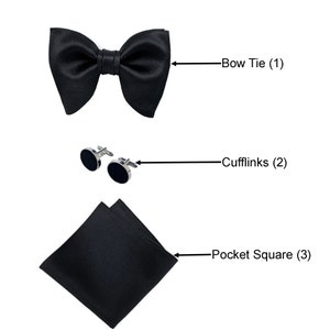 Black Oversized Butterfly Bow Tie, Formal Tuxedo Butterfly Bow Tie, Pre-tied bow tie, Black Wedding bow tie, Groomsman bow tie image 9