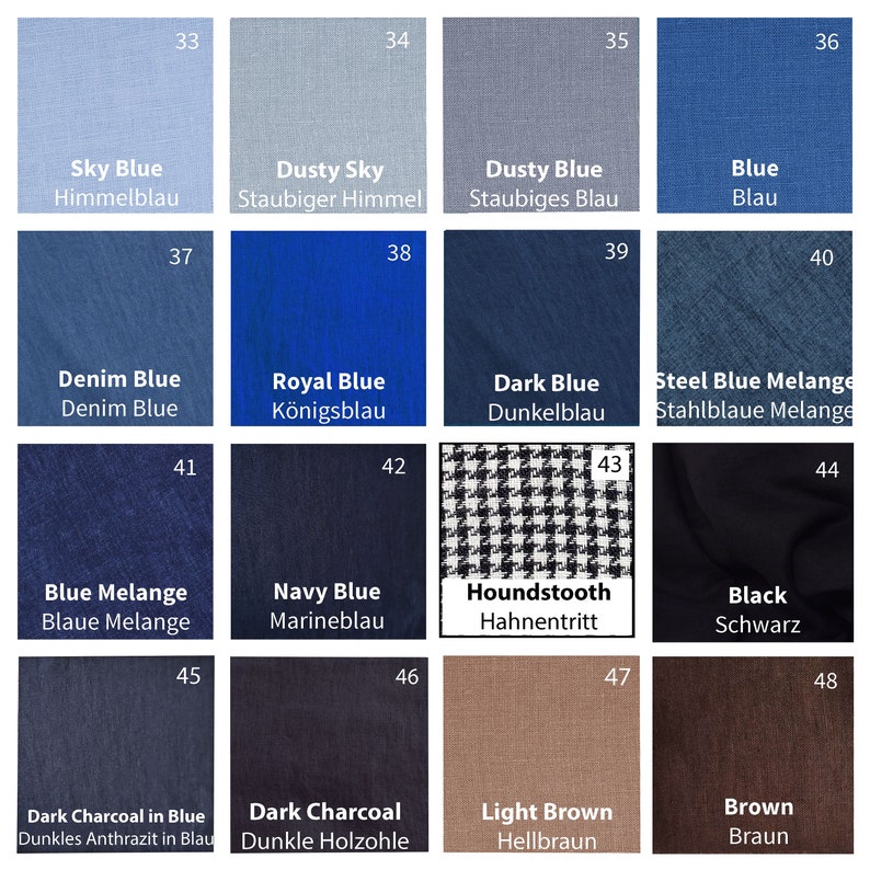 You can pick up and select any color for bow tie, cufflinks, suspenders, braces, pocket square. You can select of blue shades which are: sky blue, dusty blue, denim blue, royal blue, navy blue, black, dark charcoal, blue melange and other shades