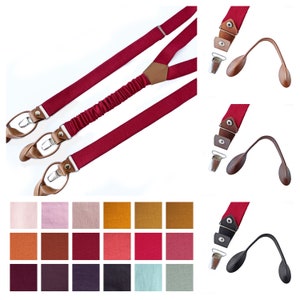 Universal Suspenders Clips-On and Button Hole, Braces Clips-On, Braces leather ends, Adjustable Y- Back Suspenders, Suspenders leather ends